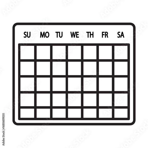 Monthly Calendar Grid Symbol