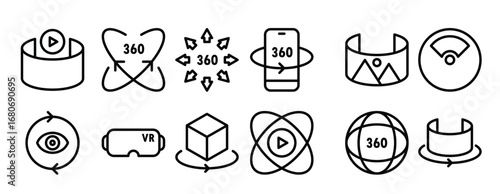 Virtual Tour Concept Outline Icon vector