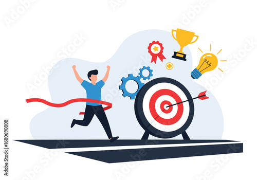 Achieving goals and winning competitions with determination and success through effort