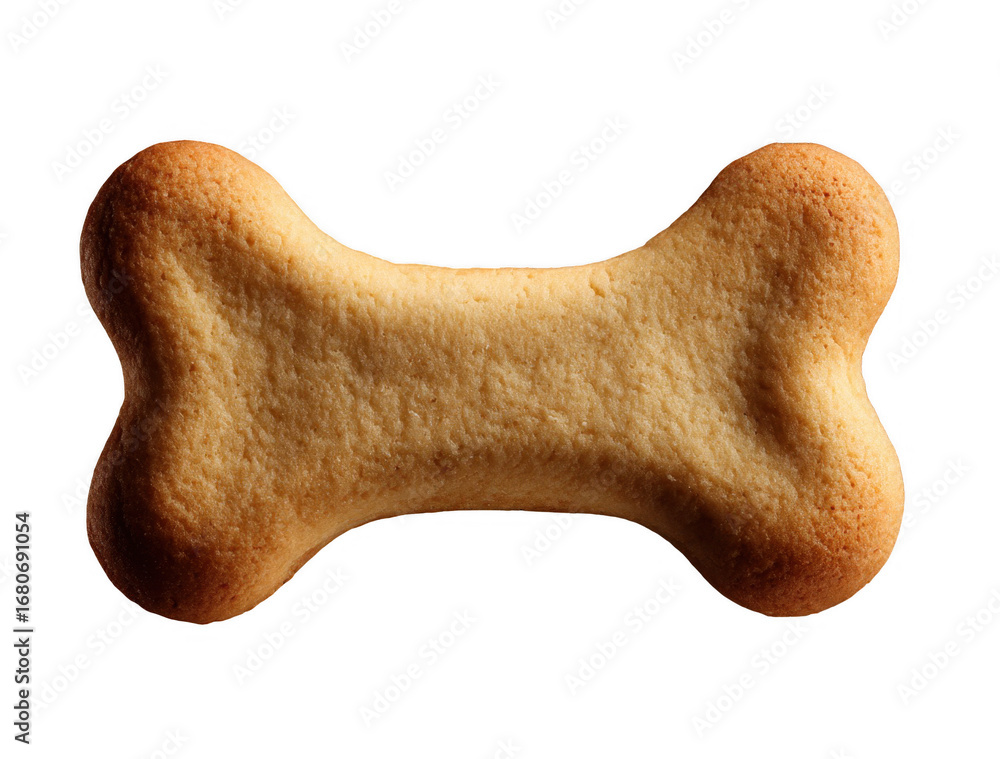 Fototapeta premium Close-up of a bone-shaped dog biscuit isolated on black background with detailed texture
