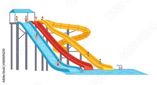 Water park thrills with colorful slides and fun-filled adventure