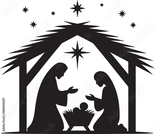 Nativity scene silhouette