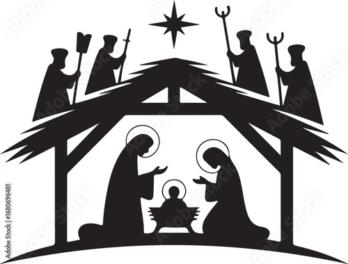 Nativity scene silhouette