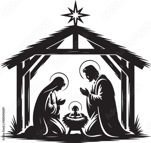Nativity scene silhouette