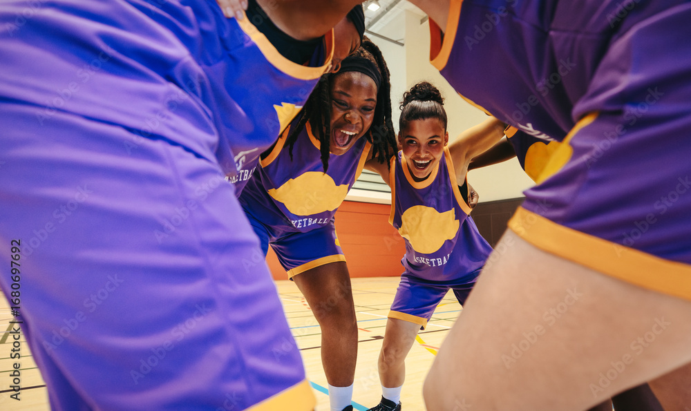 custom made wallpaper toronto digitalFemale basketball team in group huddle sharing encouragement and unity