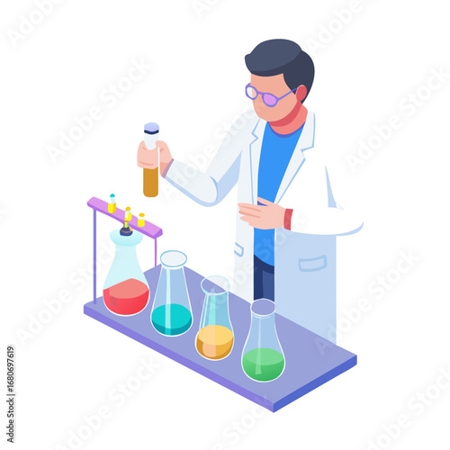 Scientist in laboratory holding a test tube