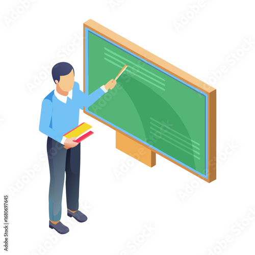 Teacher pointing at the blackboard