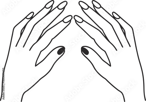 Elegant hands with manicured nails, showcasing beauty, care, and style in a minimalist and modern design