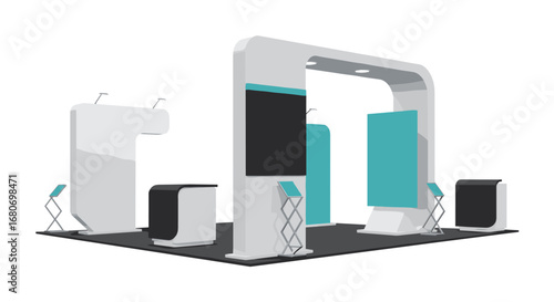 Modern exhibition stand with minimalistic design for trade show displays