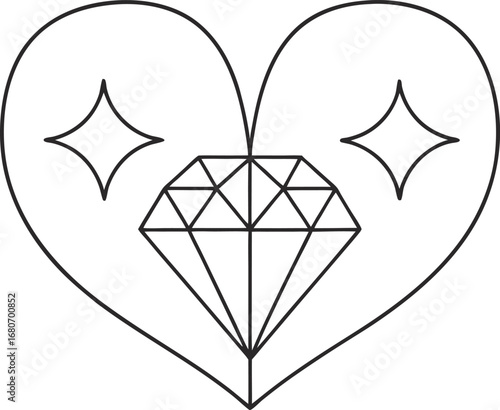 Heart and diamond icon, symbolizing love, romance, and the preciousness of relationships and emotional connections