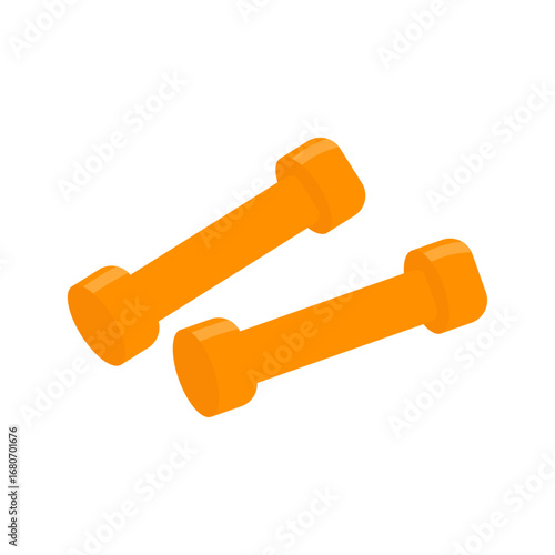 Flat vector illustration of dumbbells for gym, fitness, training and workout design. Isolated exercise equipment icon for sport, health, active lifestyle and wellness projects.
