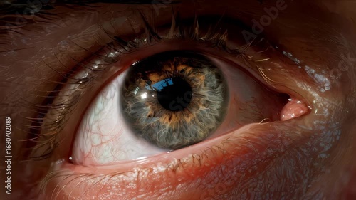 Human Eye Detail, Emotion's Gaze, Soulful Expression, Intense Focus. Ideal for portraiture, psychology, emotional storytelling