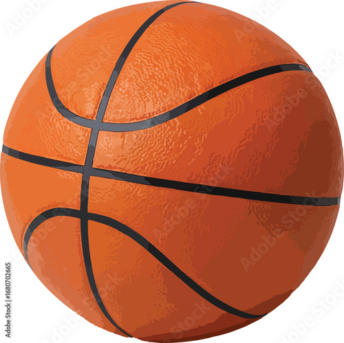 Close-up view of a classic orange basketball with black seams ready for play