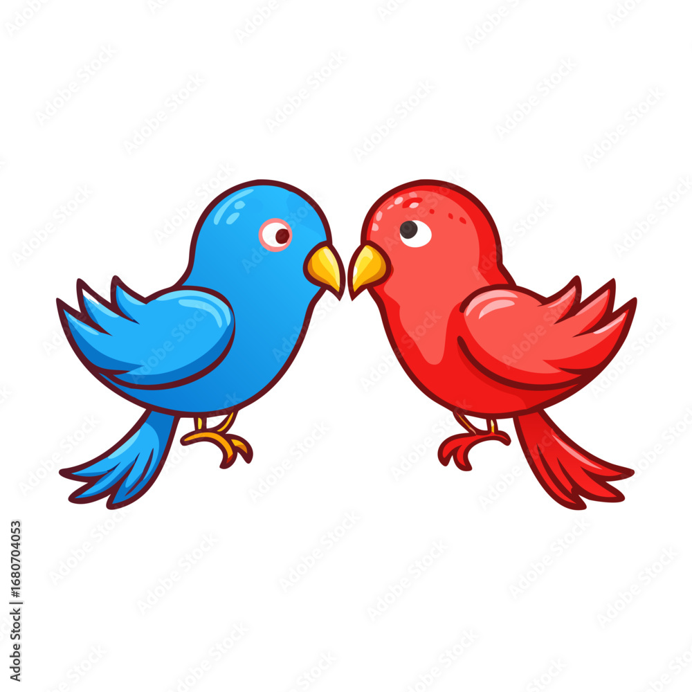 Fototapeta premium Illustration of two birds in love, a sweet couple