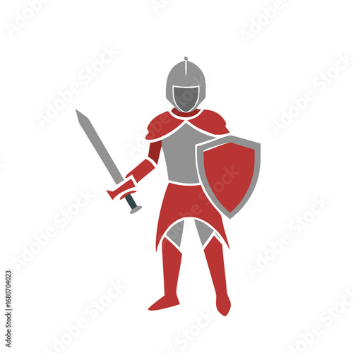 Illustration of a knight with sword and shield