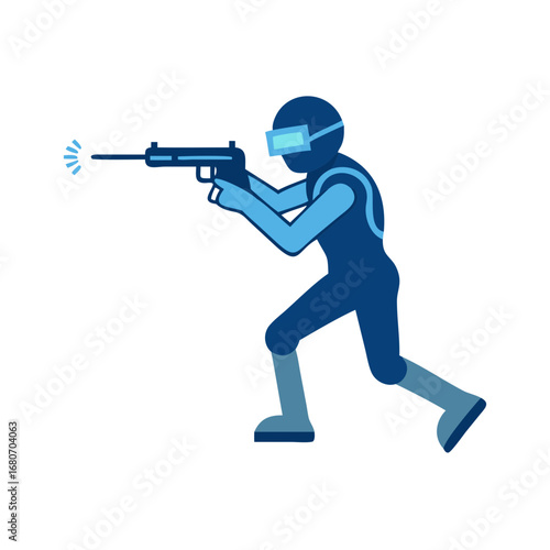 Futuristic soldier with a laser gun