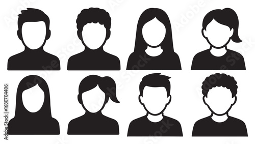 Young boy and girl avatar icons silhouette vector