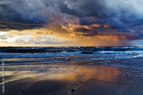 Colorful sunset over Baltic sea
