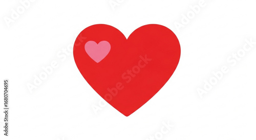 A simple red heart with a smaller pink heart inside, , symbolizing love and affection