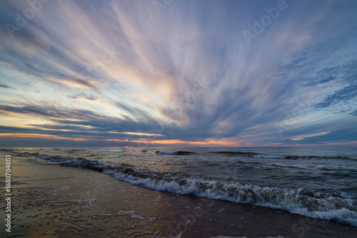 Colorful sunset over Baltic sea