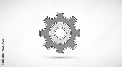 Illustration of a gray gear, representing mechanical engineering and industrial technology