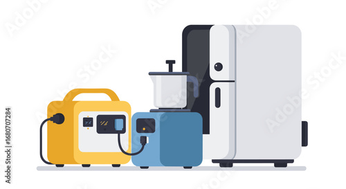 Modern kitchen appliances in minimalist flat design