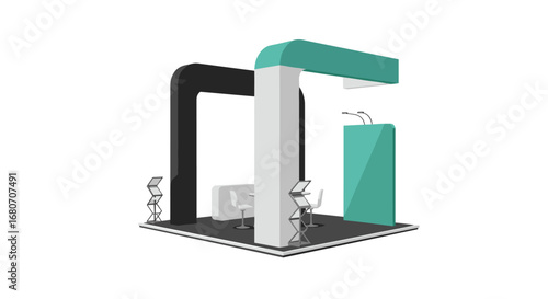 Modern exhibition booth design with minimalist elements
