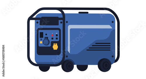 Portable electric generator on wheels in flat style