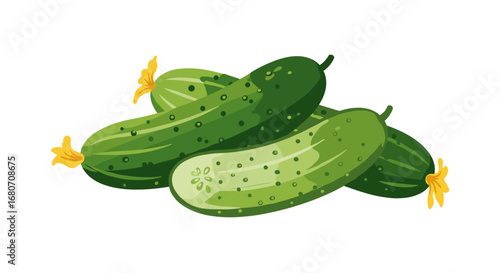 Fresh cucumber design featuring green vegetables in realistic style for healthy living themes