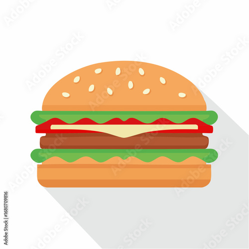 A mouthwatering cheeseburger with fresh lettuce, tomato, and onion is isolated on a clean white background
