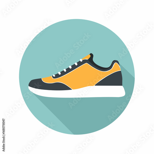 Stylish sport shoes icon vector illustration, a casual pair of men's leather sneakers, perfect fashion footwear accessory