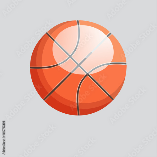 Isolated single orange rubber basketball sphere for playing a round team sport game
