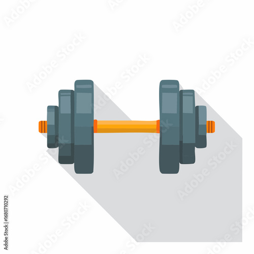 Vector illustration of a heavy metal dumbbell for fitness and strength training on a white background