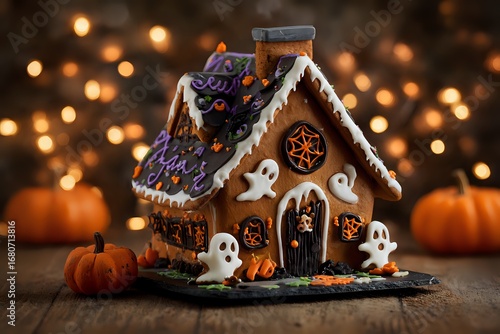 Halloween Gingerbread House with Spooky Details