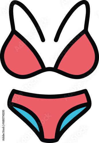 two piece bikini vector illustration