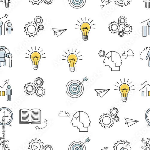 Brainstorming ideas and achieving goals with business concepts and innovative thinking