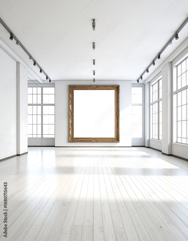 Fototapeta premium Empty gallery space with large picture frame
