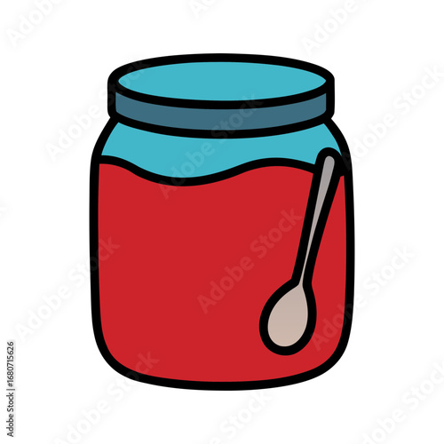  jar of jam with spoon vector illustration