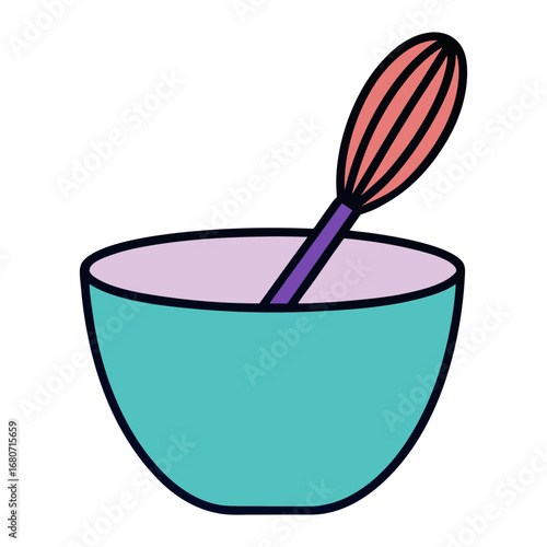 vector illustration of a mixing bowl with spoon