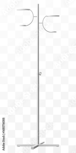 Hospital IV Stand – Medical Infusion Pole with Hooks isolated on transparent background. IV Blood Bag Dropper Stand. Laboratory equipment for blood transfusion. Realistic 3d Vector Illustration