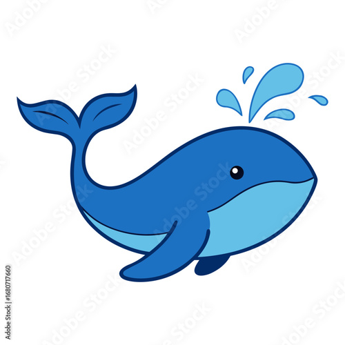 whale with water splash vector illustration