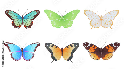 Watercolor butterflies with gold foil details