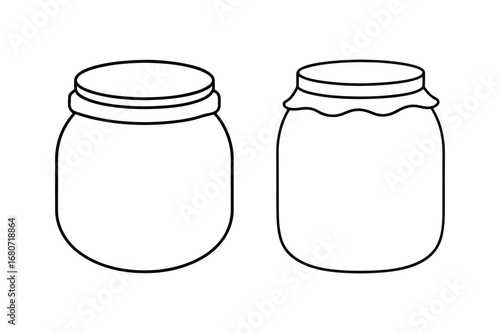 Jam jar line art vector illustration, Black Jam jar line art bundle 