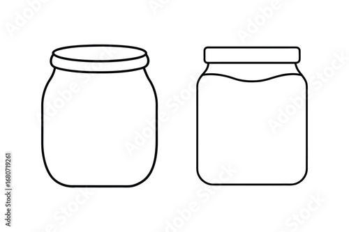 Jam jar line art vector illustration, Black Jam jar line art bundle 