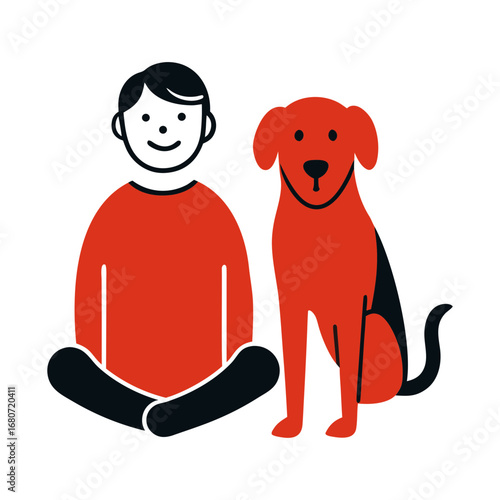 friendly guide dog sitting next to person