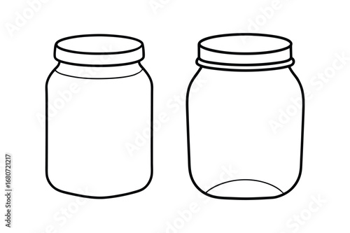 Jam jar line art vector illustration, Black Jam jar line art bundle 