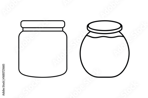 Jam jar line art vector illustration, Black Jam jar line art bundle 