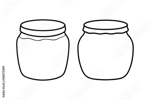 Jam jar line art vector illustration, Black Jam jar line art bundle 