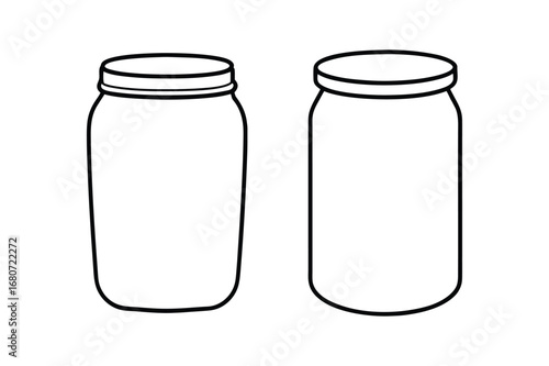 Jam jar line art vector illustration, Black Jam jar line art bundle 