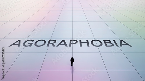 Confronting Agoraphobia: A silhouette of a person stands small before the vast expanse of Agoraphobia, capturing the essence of anxiety and the struggle to overcome it.